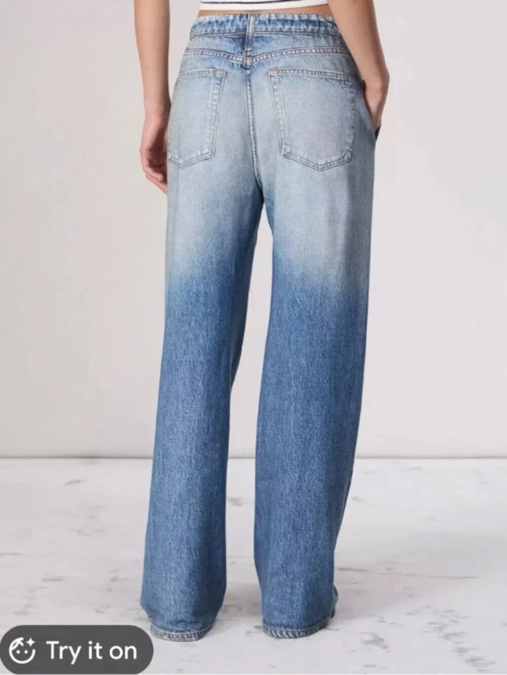 Mila Rosabella Sweatpant Jeans Wide Leg Faux Denim Light Wash XS